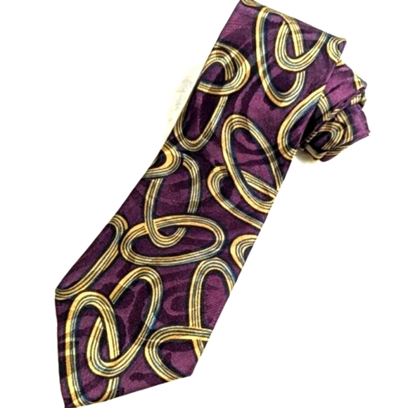 Vintage Geoffrey Beene Men's 100% Silk Tie -Interlocking Circle Motif - Picture 1 of 10